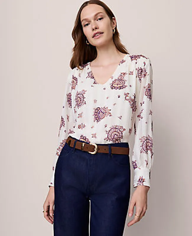 Ann Taylor Paisley V-Neck Popover Top sold by Ann Taylor