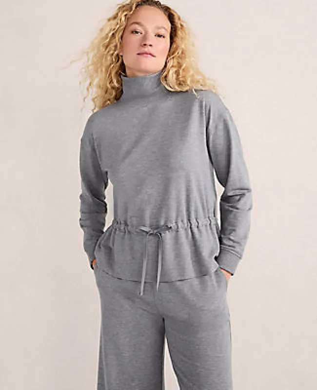 Ann Taylor Haven Well Within Fleece Drawstring-Waist Mockneck Top sold by Ann Taylor