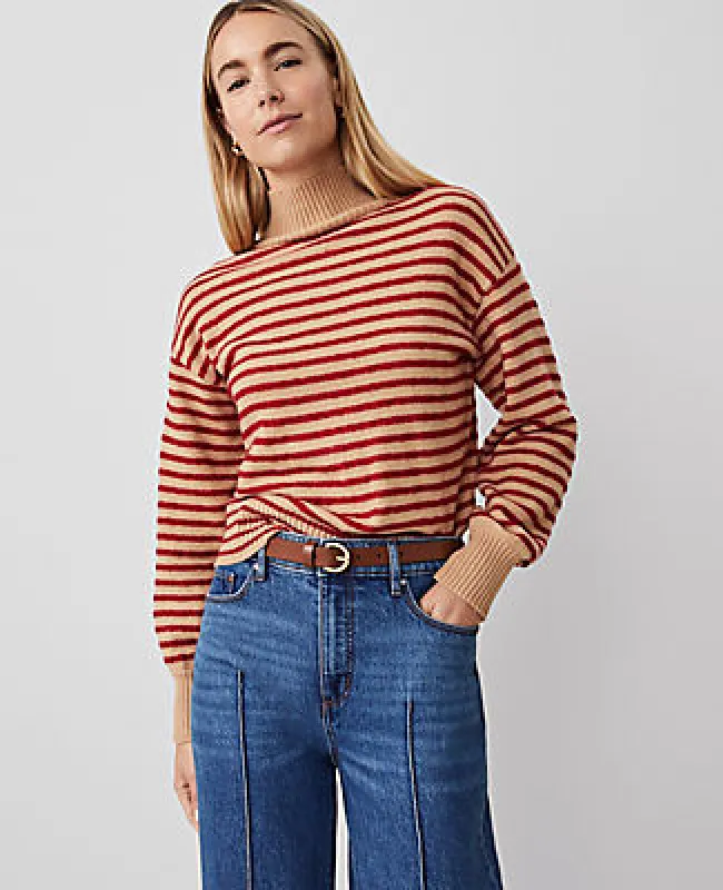 Ann Taylor Petite Weekend Collection Turtleneck Stripe Drop Shoulder Sweater sold by Ann Taylor