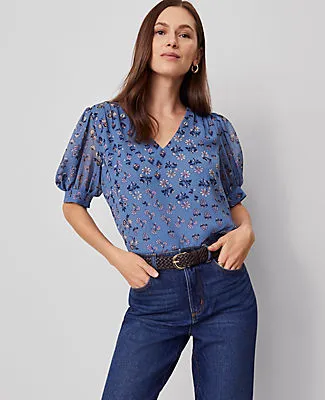 Ann Taylor Floral V-Neck Popover Top sold by Ann Taylor