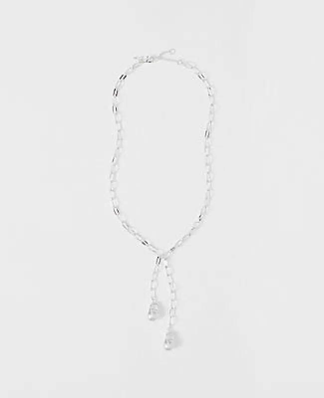 Ann Taylor Double Pearl Lariat Necklace sold by Ann Taylor