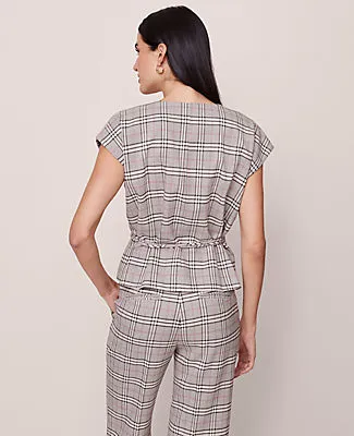 Ann Taylor Plaid Wrap Tie Waist Blouse sold by Ann Taylor product image thumbnail 2