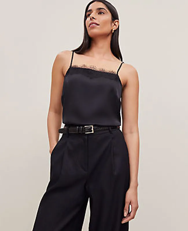 Ann Taylor Petite Lace Trim Square Neck Tank Top sold by Ann Taylor