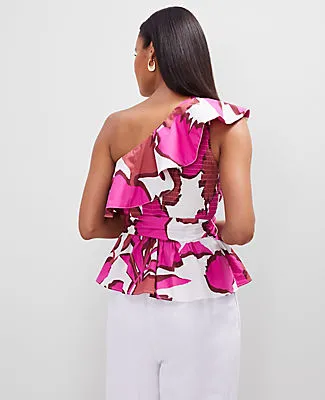 Ann Taylor Petite Floral One-Shoulder Tie Waist Blouse sold by Ann Taylor product image thumbnail 3