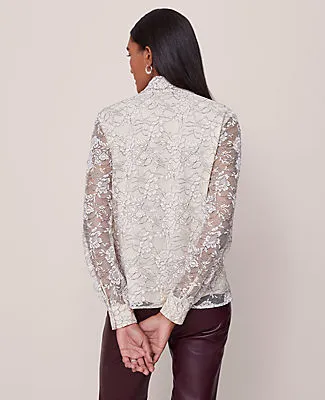 Ann Taylor Lace Tie V-Neck Popover Top sold by Ann Taylor product image thumbnail 2