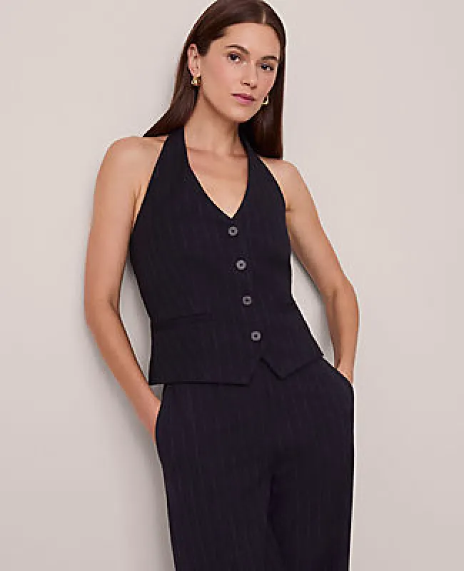 Ann Taylor The Petite Halter Vest in Pinstripe sold by Ann Taylor