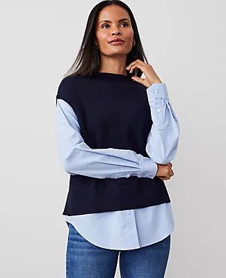 Ann Taylor Layered Mixed-Media Sweater sold by Ann Taylor
