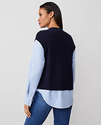 Ann Taylor Layered Mixed-Media Sweater sold by Ann Taylor product image thumbnail 2