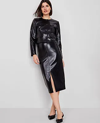 Ann Taylor Petite Embossed Faux Leather Pencil Skirt sold by Ann Taylor product image thumbnail 2
