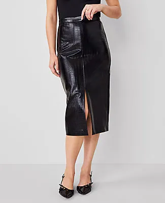 Ann Taylor Petite Embossed Faux Leather Pencil Skirt sold by Ann Taylor product image thumbnail 3