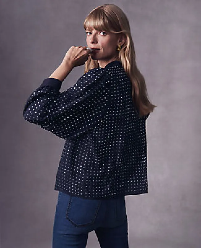 Ann Taylor Petite Jeweled Mock Neck Top sold by Ann Taylor