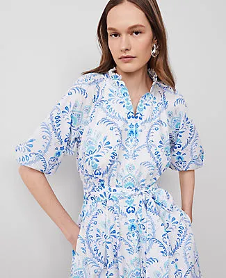 Ann Taylor Floral Split Neck Flare Dress sold by Ann Taylor product image thumbnail 3