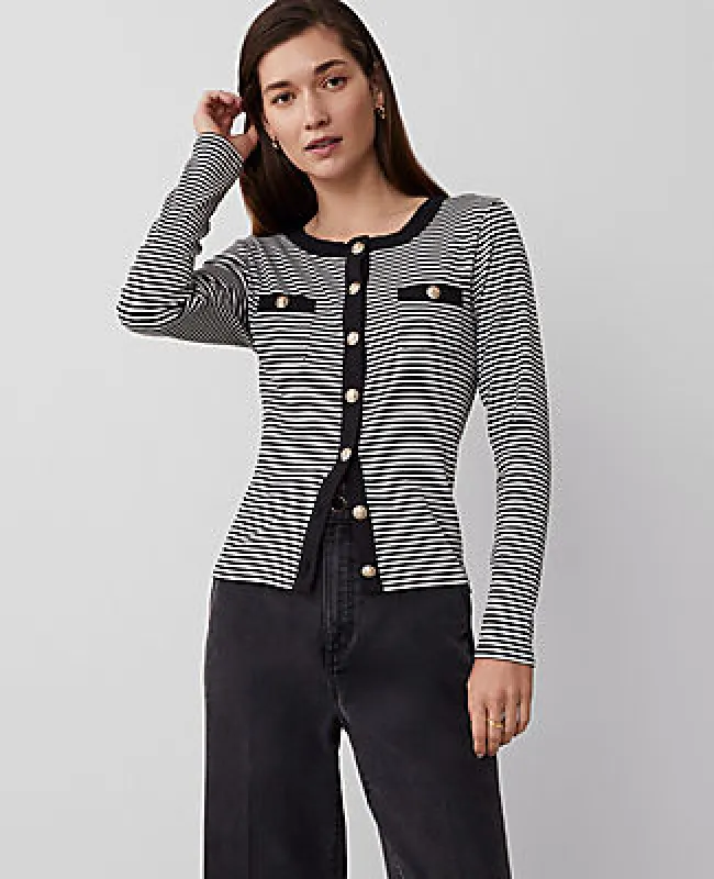 Ann Taylor Stripe Button Knit Jacket made by Ann Taylor