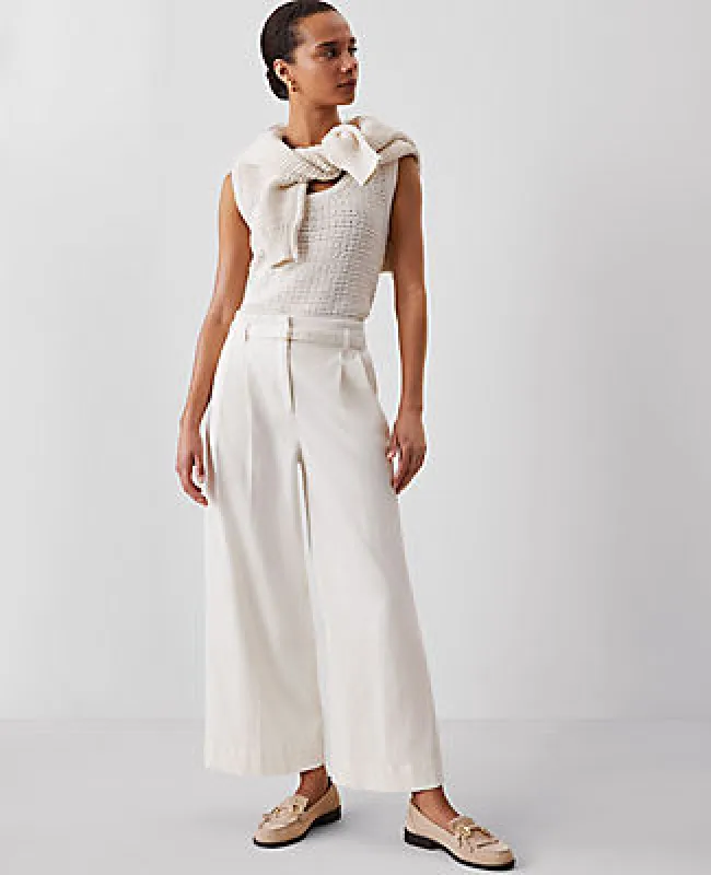 Ann Taylor Weekend Collection Belted Wide-Leg Ankle Pant sold by Ann Taylor