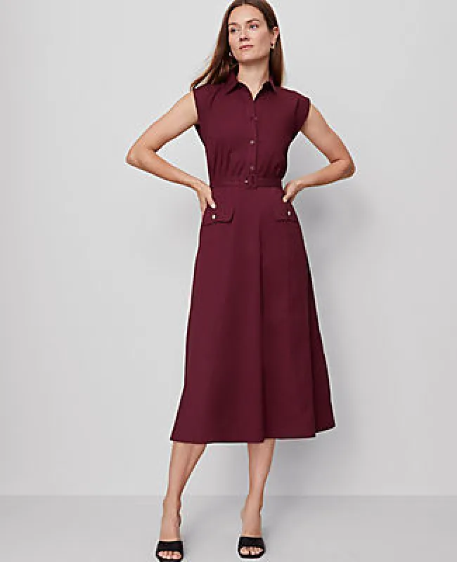 Ann Taylor Petite Belted Flare Midi Shirtdress sold by Ann Taylor