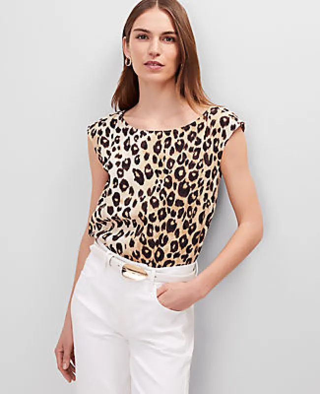 Ann Taylor Animal Print Linen Blend Top sold by Ann Taylor