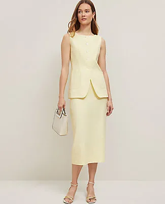 Ann Taylor Linen Blend Clean Midi Skirt sold by Ann Taylor