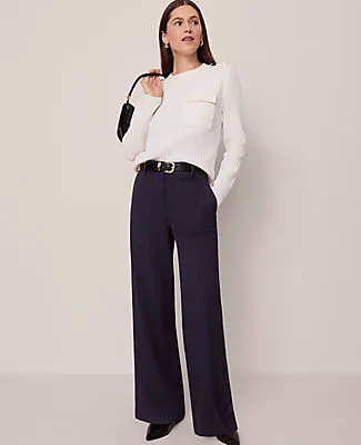 Ann Taylor The Perfect Wide Leg Pant in Pinstripe sold by Ann Taylor product image thumbnail 4