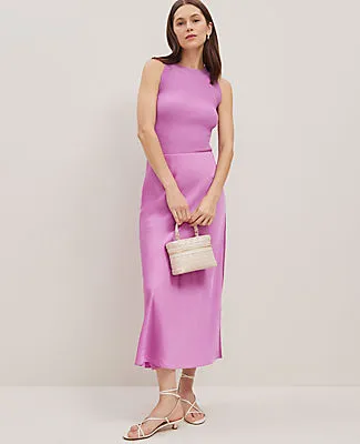 Ann Taylor Satin Bias Midi Slip Skirt sold by Ann Taylor