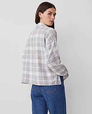 Ann Taylor Weekend Collection Plaid Oversized Cropped Pocket Shirt sold by Ann Taylor product image thumbnail 2