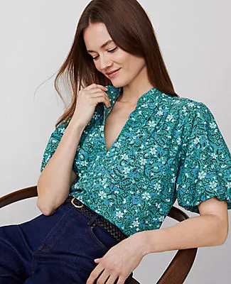 Ann Taylor Petite Floral Puff Sleeve Popover Top sold by Ann Taylor product image thumbnail 3
