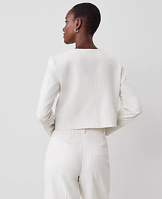 Ann Taylor Pinstripe Crew Neck Jacket sold by Ann Taylor product image thumbnail 3