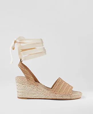 Ann Taylor Tweed Lace-Up Espadrille Wedge Sandals sold by Ann Taylor