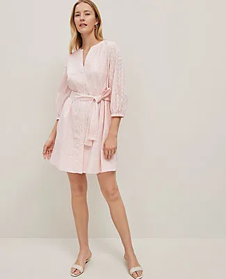Ann Taylor Eyelet Belted Split Neck Dress sold by Ann Taylor