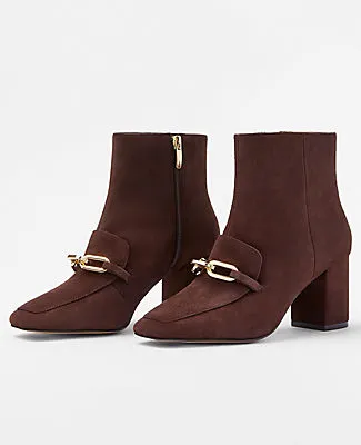 Ann Taylor Chain Block Heel Suede Booties sold by Ann Taylor product image thumbnail 2