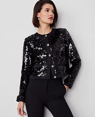 Ann Taylor Sequin Crew-Neck Jacket sold by Ann Taylor