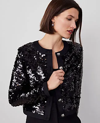 Ann Taylor Sequin Crew-Neck Jacket sold by Ann Taylor product image thumbnail 3