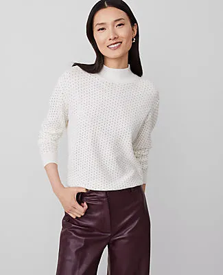 Ann Taylor Essential Embellished Mock Neck Sweater sold by Ann Taylor