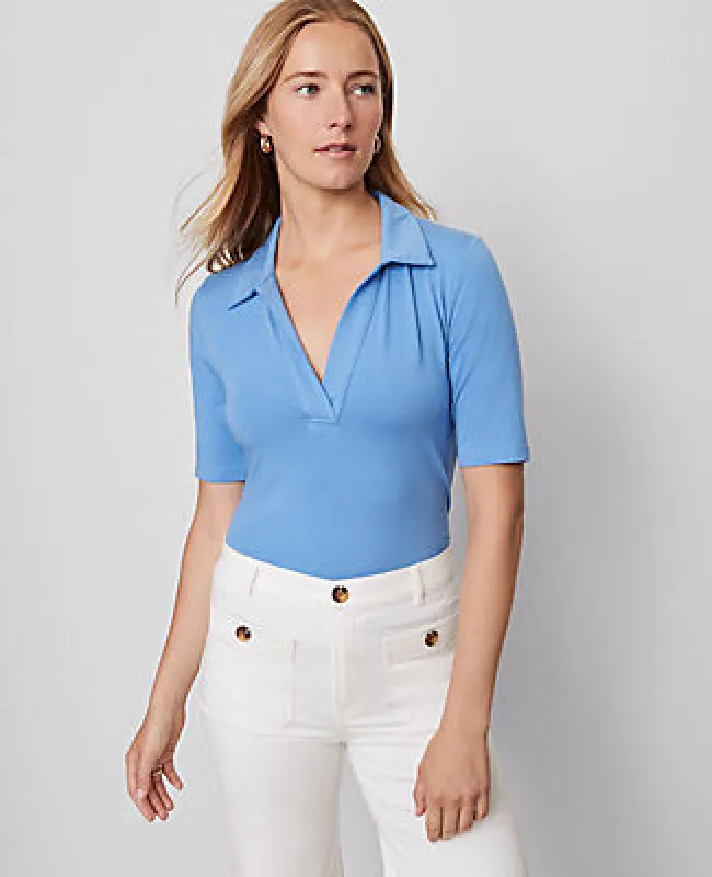 Ann Taylor Weekend Collection Split Neck Polo Top sold by Ann Taylor