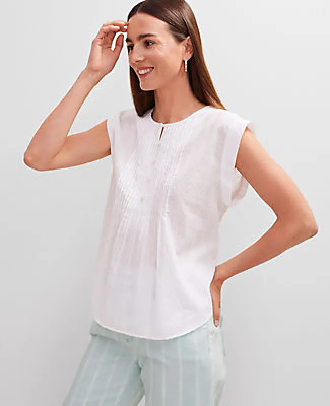 Ann Taylor Clip Dot Pintucked Top sold by Ann Taylor