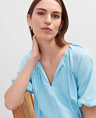 Ann Taylor Linen Blend Bubble Hem Blouse sold by Ann Taylor product image thumbnail 3