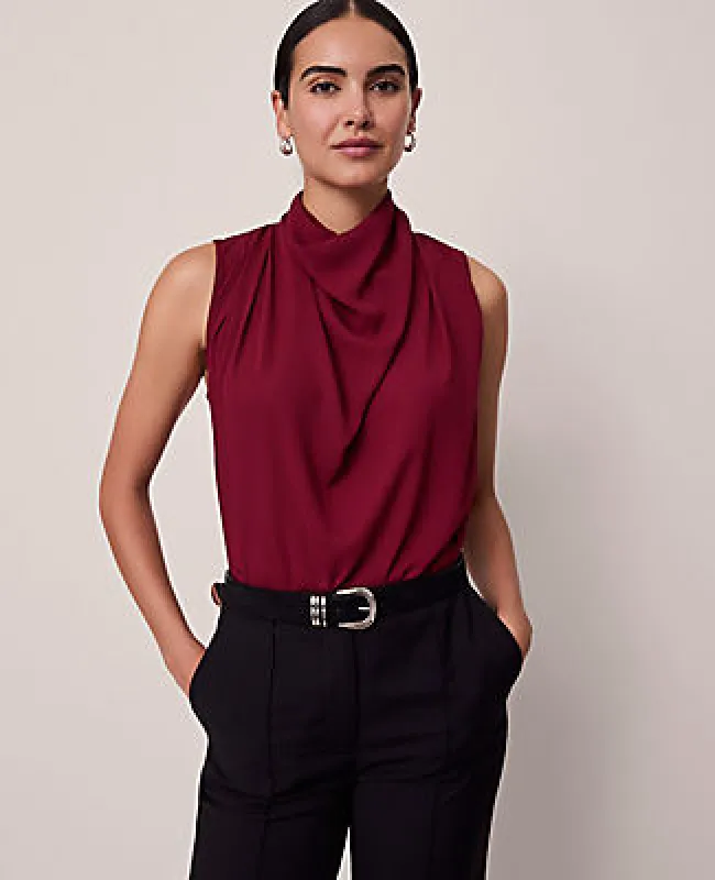 Ann Taylor Petite Mixed Media Cowl Neck Blouse sold by Ann Taylor