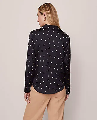 Ann Taylor Petite Dotted Satin Button Down Shirt sold by Ann Taylor product image thumbnail 2