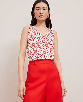 Ann Taylor Mixed Media V-Neck Tank Top sold by Ann Taylor