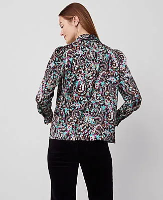 Ann Taylor Petite Paisley Mock Tie Neck Puff Sleeve Top sold by Ann Taylor product image thumbnail 2