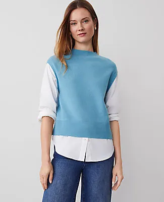Ann Taylor Petite Mixed Media Sweater sold by Ann Taylor