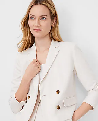 Ann Taylor The Tall Cropped Double Breasted Blazer in Textured Stretch sold by Ann Taylor product image thumbnail 4