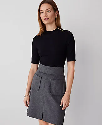 Ann Taylor Petite Essential Button Mock Neck Sweater Tee sold by Ann Taylor