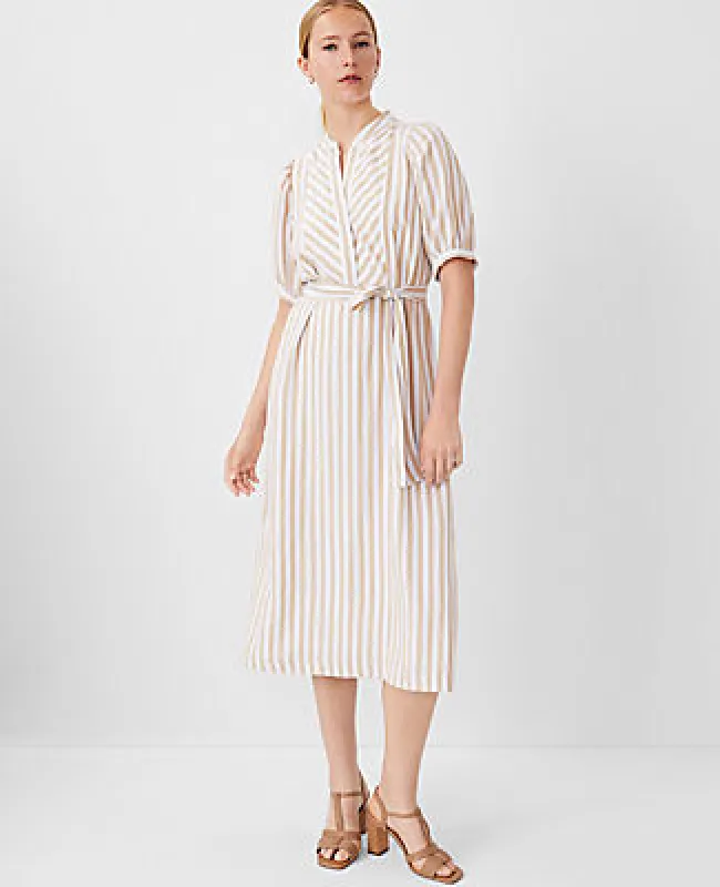Ann Taylor Petite Striped Puff Sleeve Midi Shift Dress sold by Ann Taylor