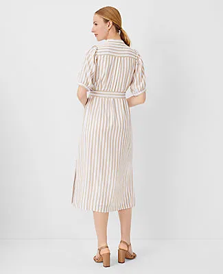 Ann Taylor Petite Striped Puff Sleeve Midi Shift Dress sold by Ann Taylor product image thumbnail 2