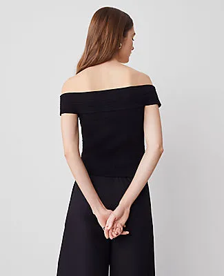 Ann Taylor Petite Smocked Off-The-Shoulder Top sold by Ann Taylor product image thumbnail 2