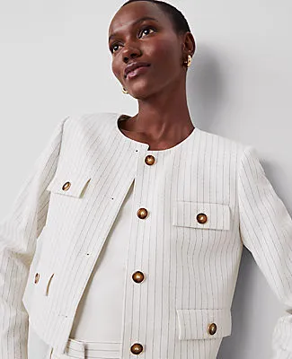 Ann Taylor Pinstripe Crew Neck Jacket sold by Ann Taylor product image thumbnail 4