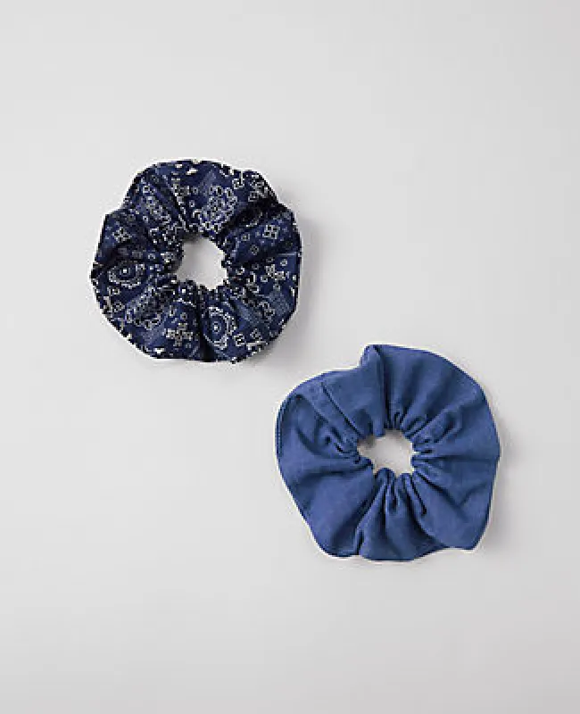 Ann Taylor Weekend Collection Denim Paisley Scrunchie Set sold by Ann Taylor