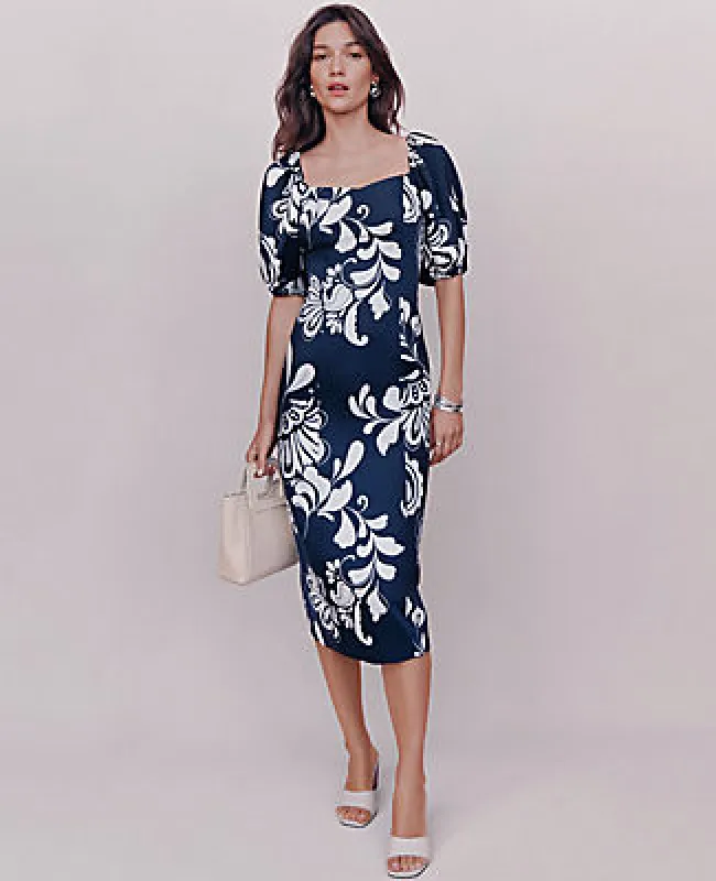Ann Taylor Floral Puff Sleeve Midi Dress sold by Ann Taylor