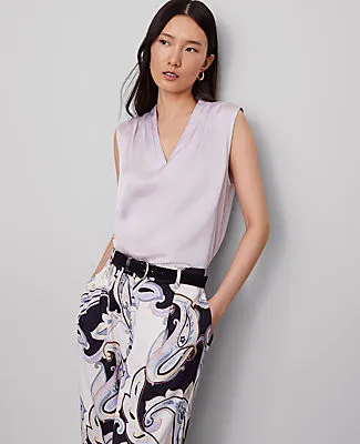 Ann Taylor Petite Mixed Media V-Neck Top sold by Ann Taylor