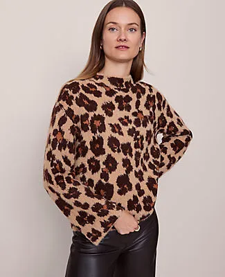 Ann Taylor Animal Print Mock Neck Sweater sold by Ann Taylor product image thumbnail 2